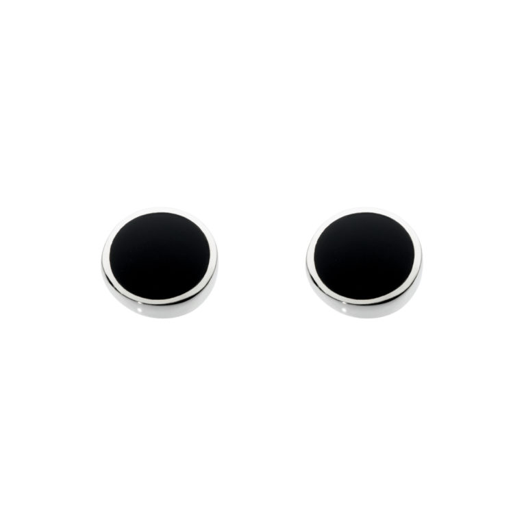 Sterling Silver Dew Round Onyx Earrings
