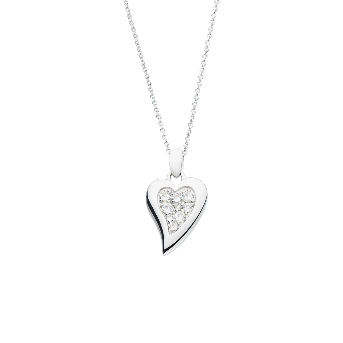Sterling Silver Desire White Topaz Heart Pendant with Chain