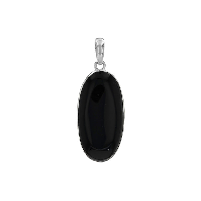 Sterling Silver Oval Black Onyx Pendant