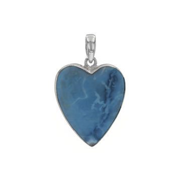 Sterling Silver Blue Opal Heart Pendant