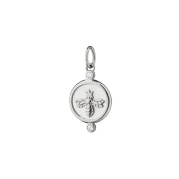 Sterling Silver Mother-of-Pearl and White Sapphire Bee Charm