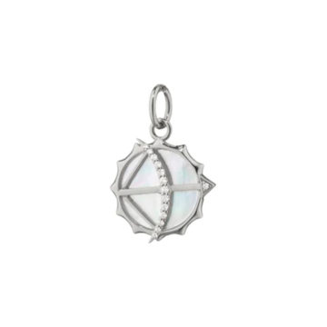 Sterling Silver Mother-of-Pearl and White Sapphire Arrow Charm