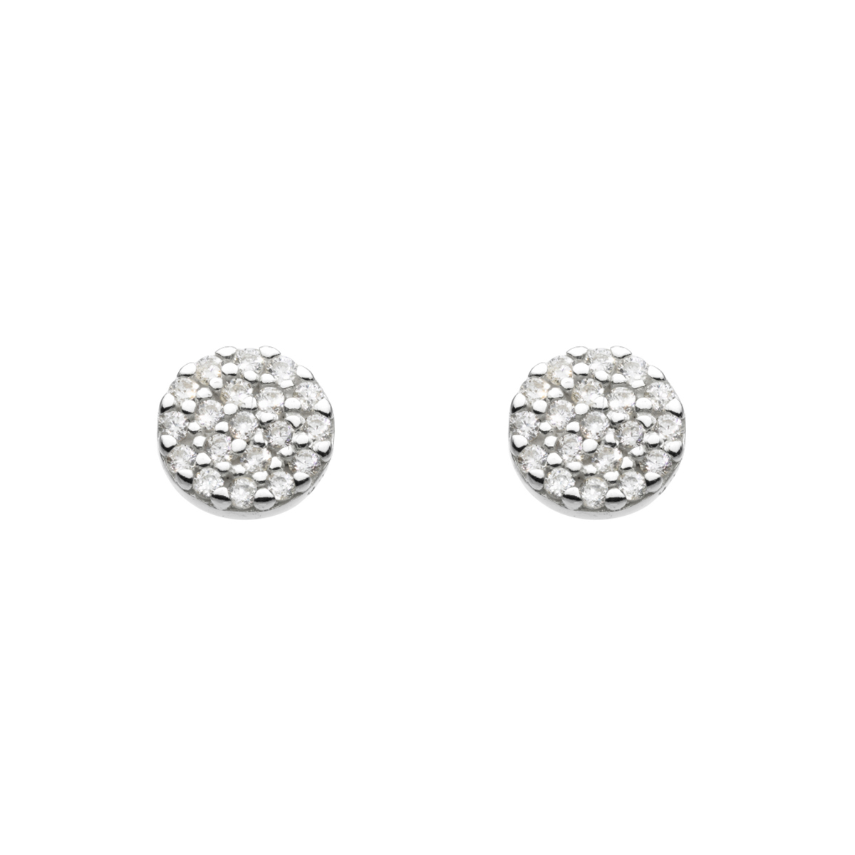 Sterling Silver Dew Disc Cubic Zirconia Earrings