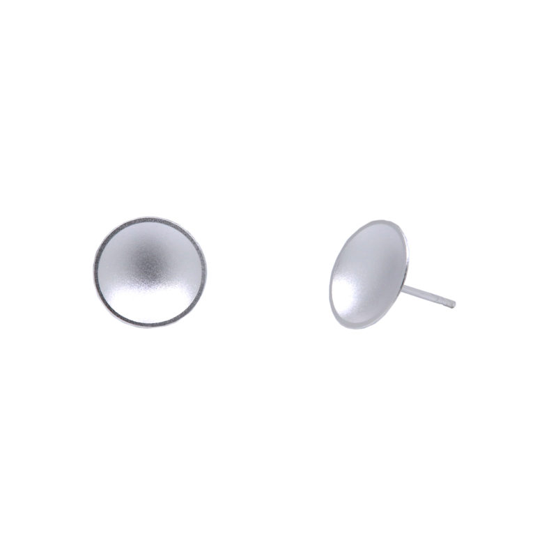 Sterling Silver Concave Disc Stud Earrings