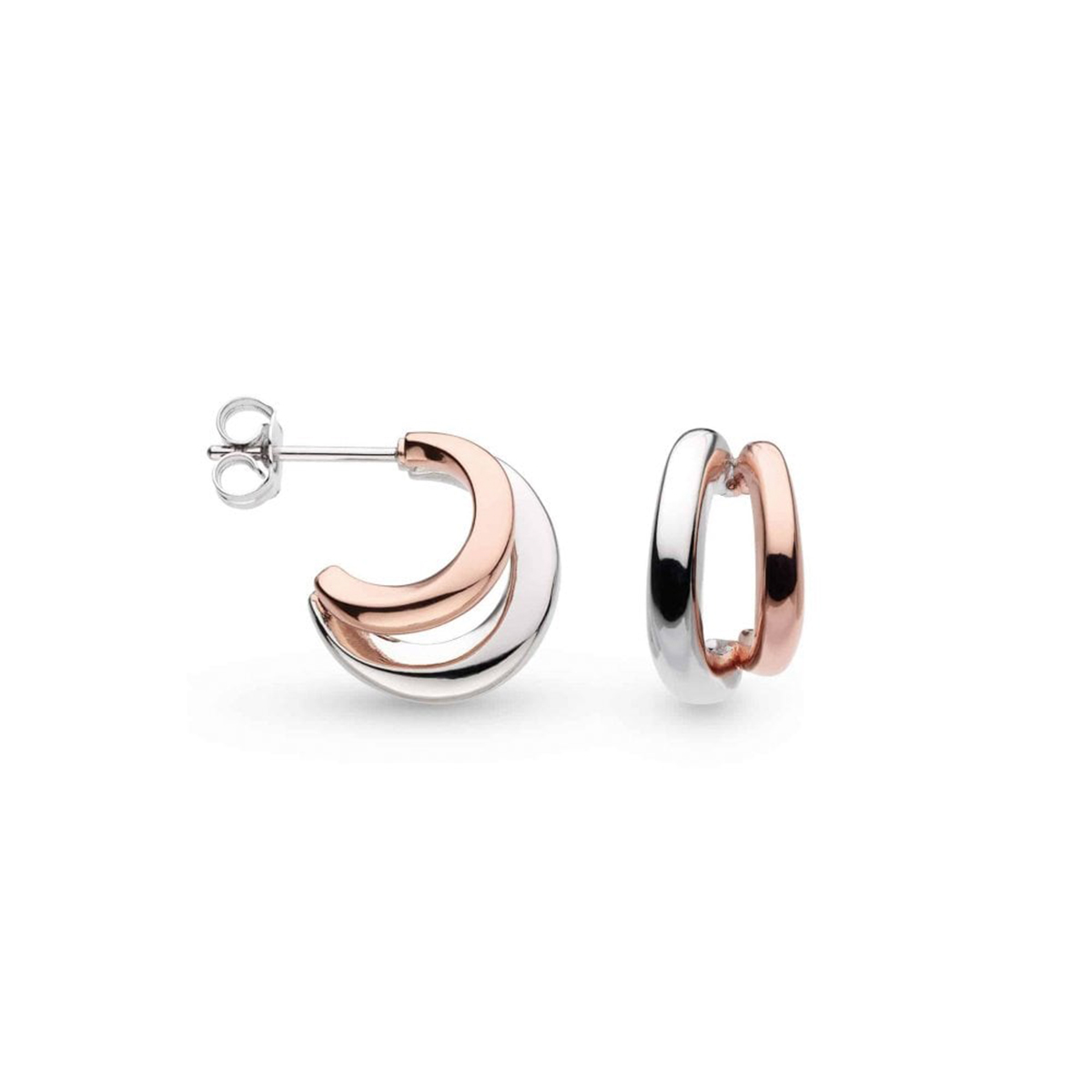 Sterling Silver and Rose Plated Bevel Cirque Hoop Earrings