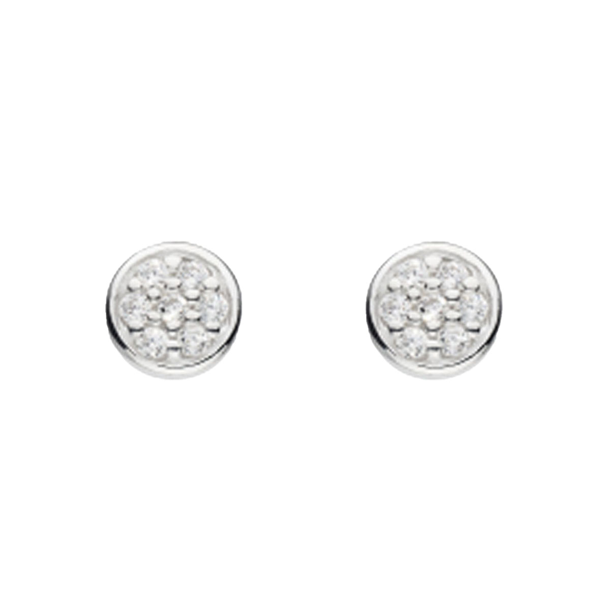 Sterling Silver Dew Circle Cubic Zirconia Earrings