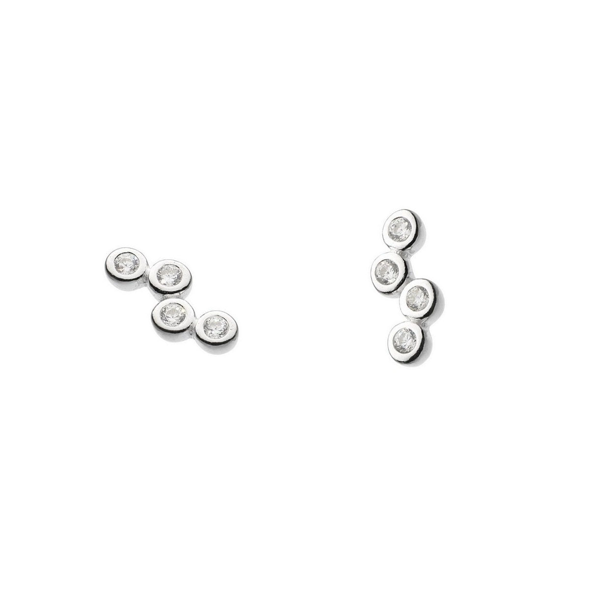 Sterling Silver Dew Scattered Cubic Zirconia Earrings