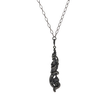 Oxidized Sterling Silver Scroll Necklace with Labradorites
