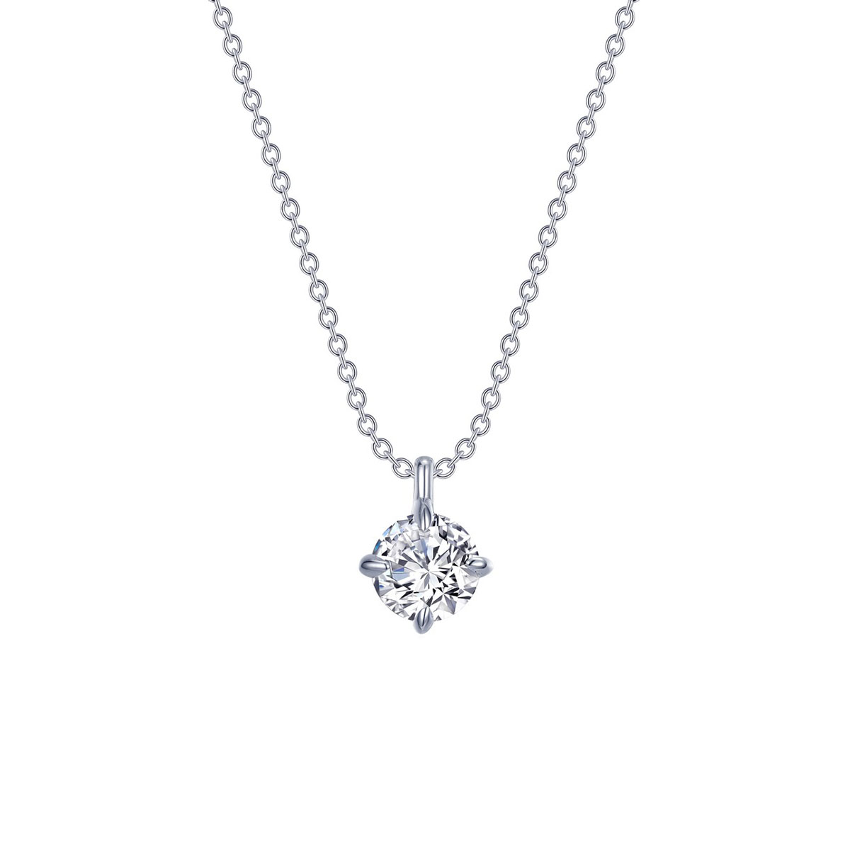 Sterling Silver Cubic Zirconia Solitaire Pendant with Chain
