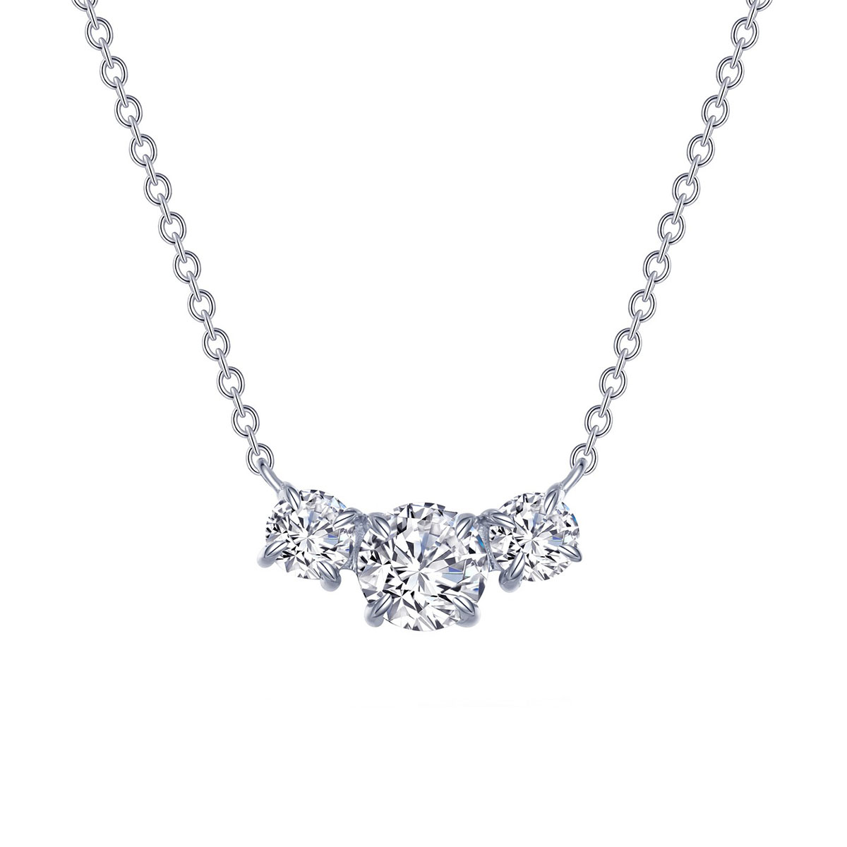 Sterling Silver 3-Cubic Zirconia Necklace