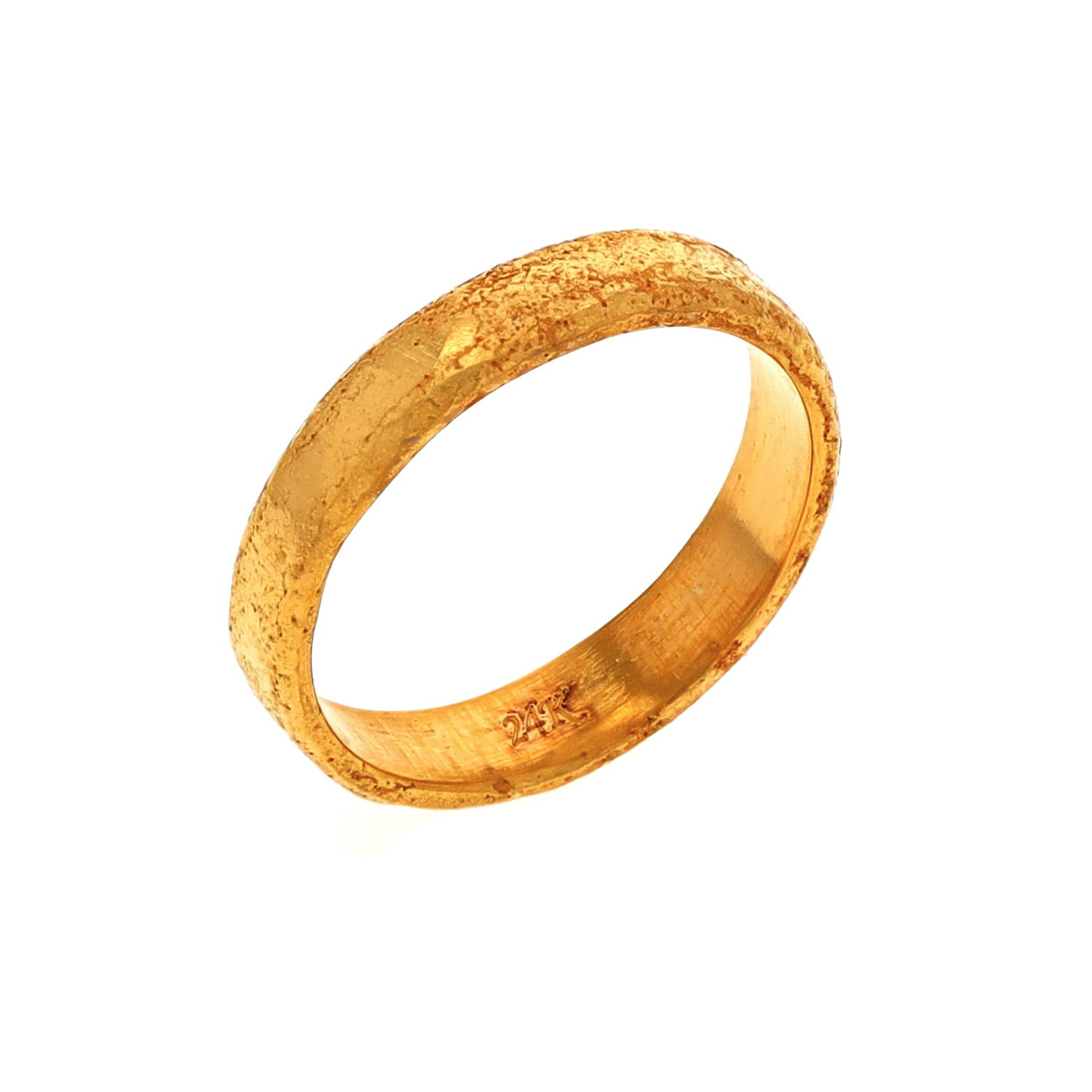 24K Yellow Gold Textured Band