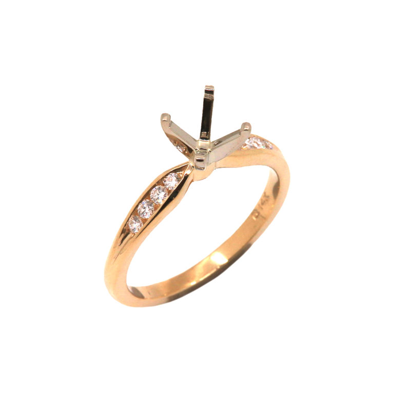 14K Two-Tone 8 Side Diamond Engagement Ring Semi-Mounting