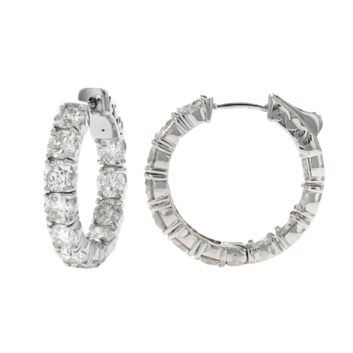 14K White Gold Diamond Inside-Out Hoop Earrings
