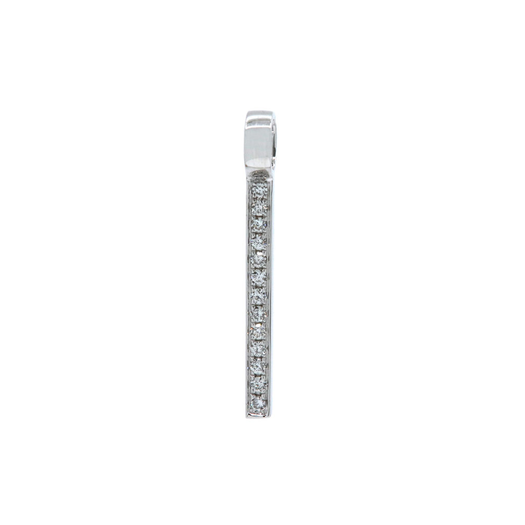 14K White Gold Vertical Diamond Bar Pendant