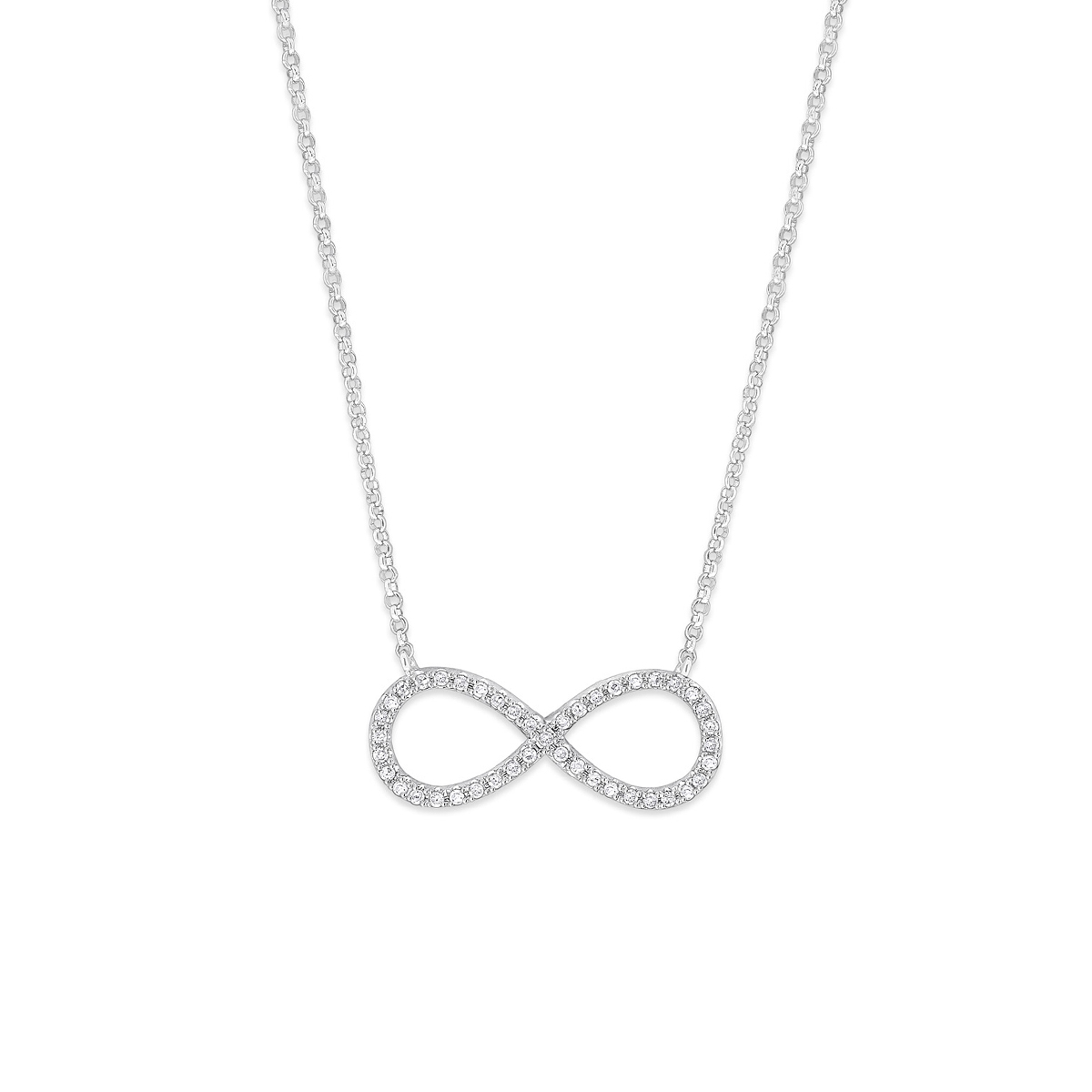 14K White Gold Diamond Infinity Necklace