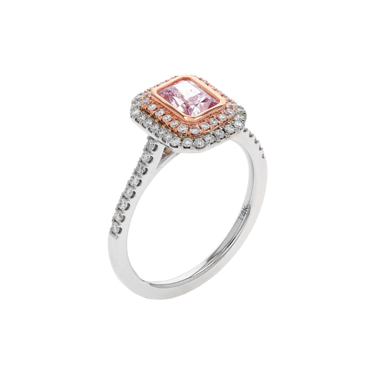 14K Two-Tone Radiant Pink Diamond Engagement Ring