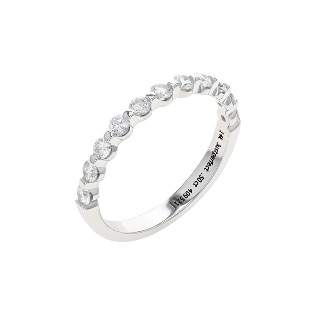 14K White Gold Diamond Wedding Band