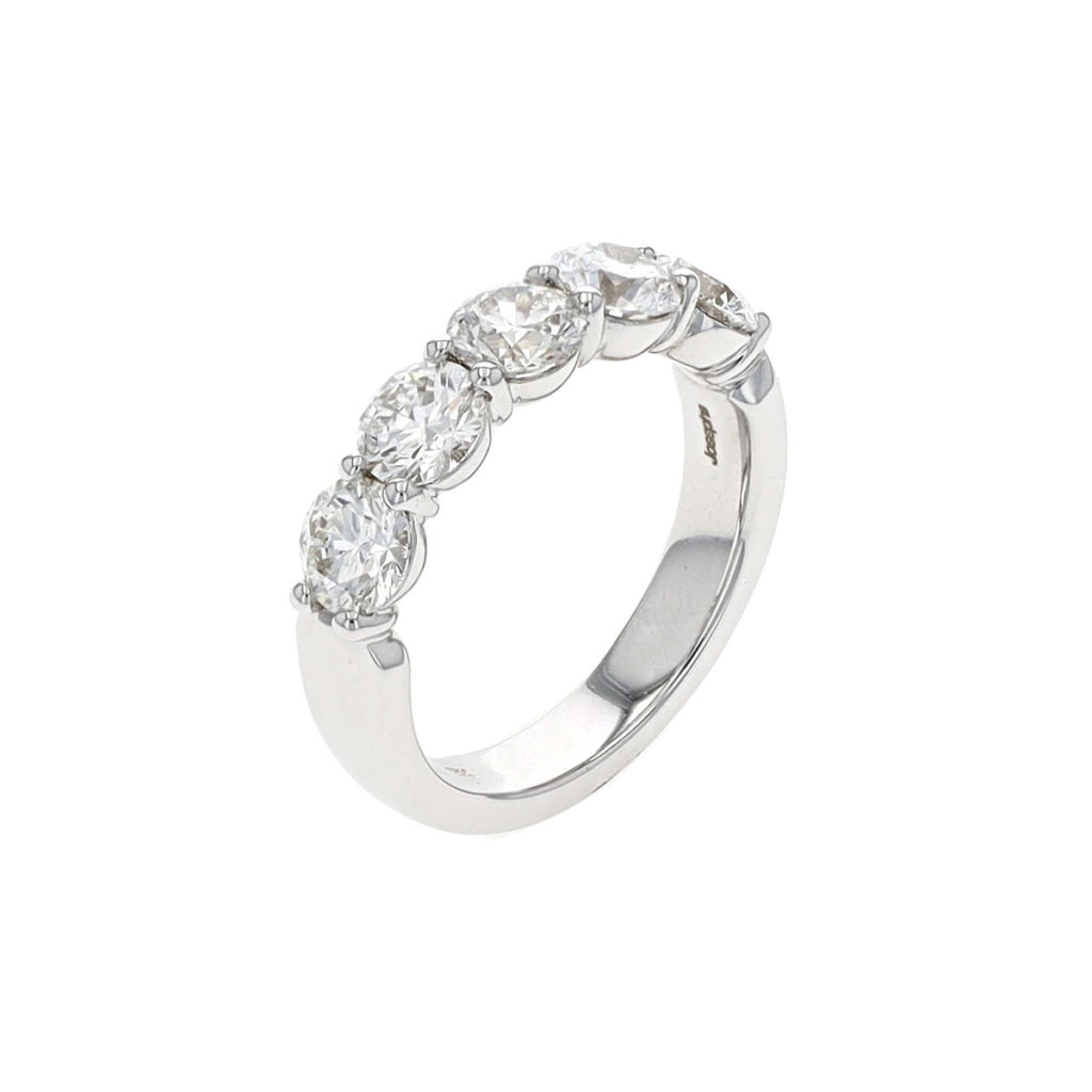 18K White Gold Buttercup Diamond Wedding Band