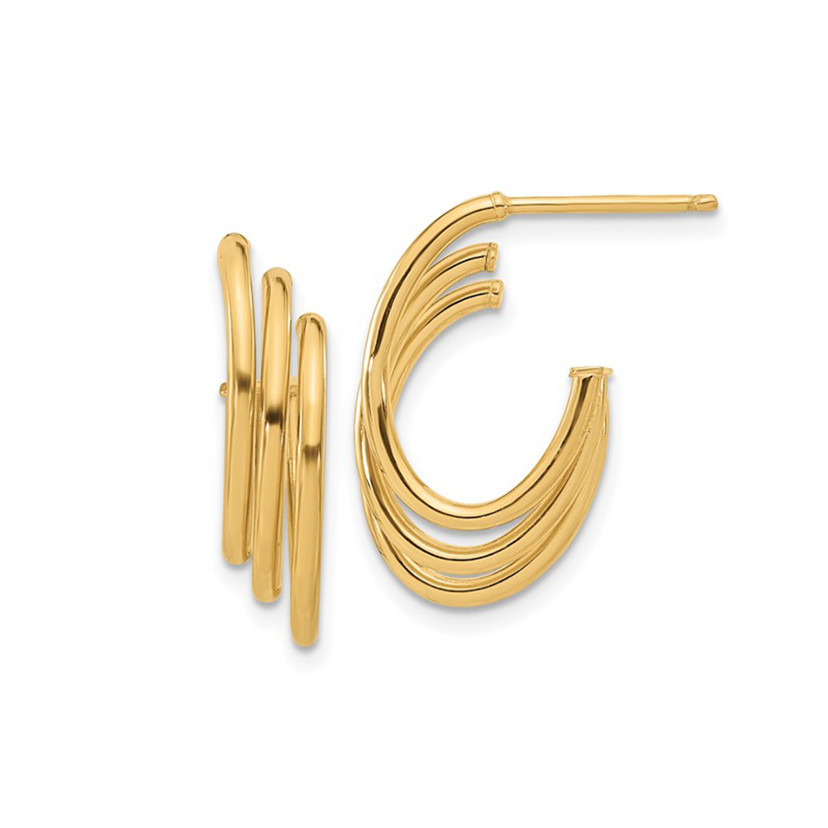 14K Yellow Gold Triple J-Hoop Earrings