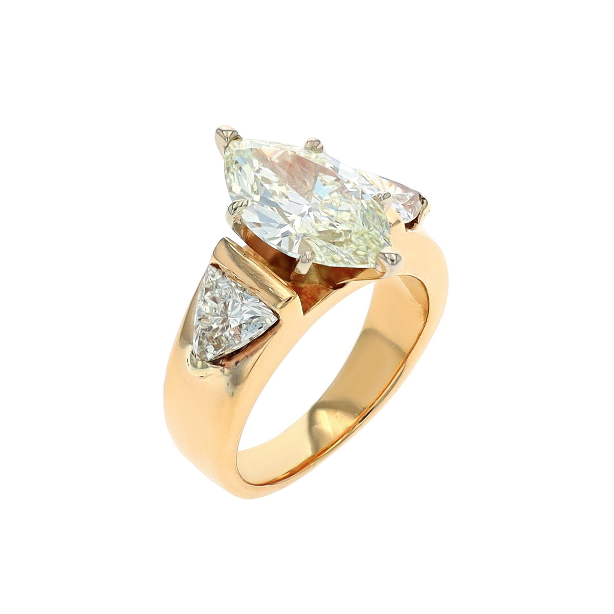Estate 14K Yellow Gold 3-Diamond Engagement Ring
