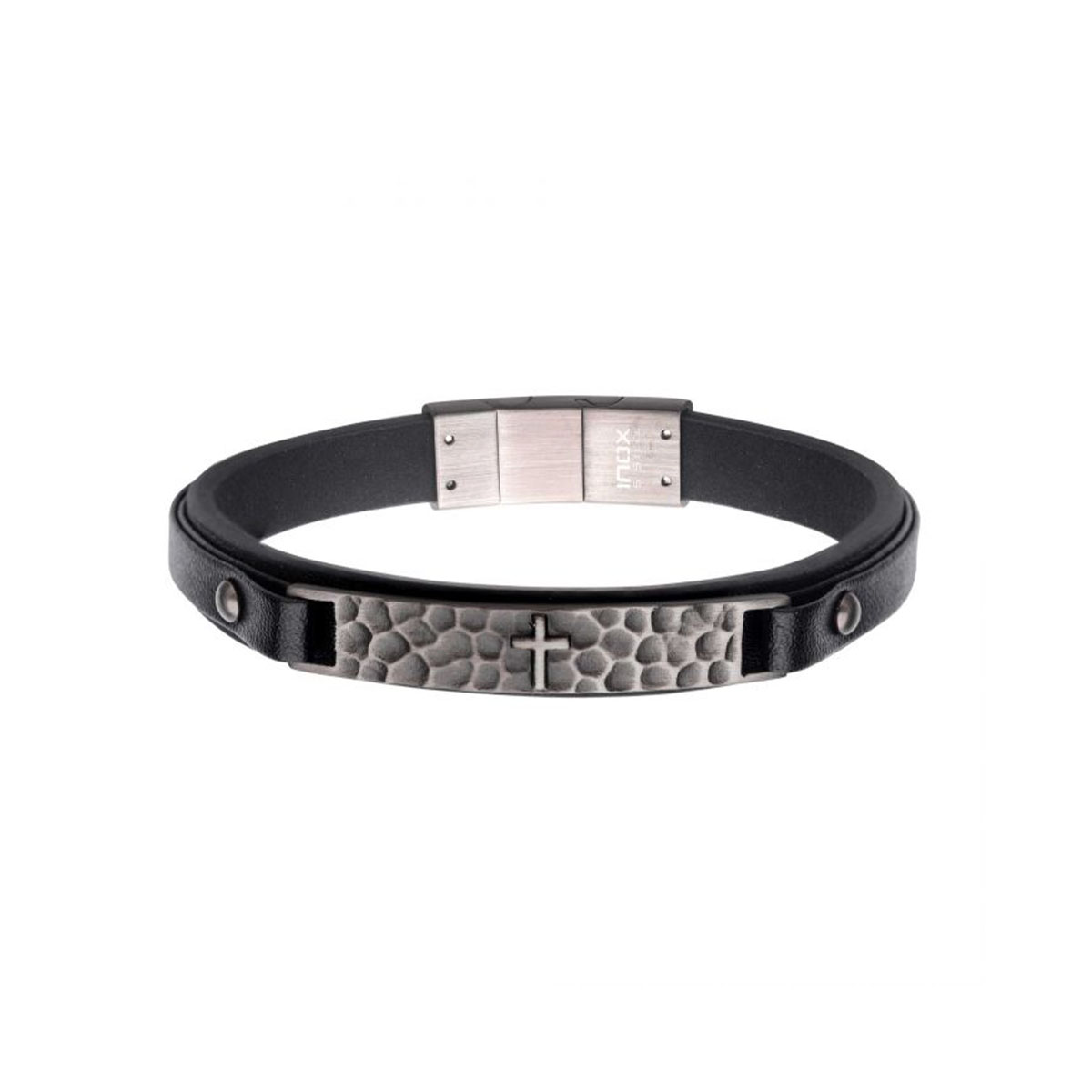 Steainless Steel Leather Cross Bracelet