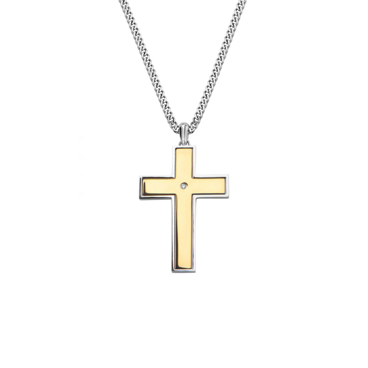 Two-Tone Lord's Prayer Cross Spin Pendant