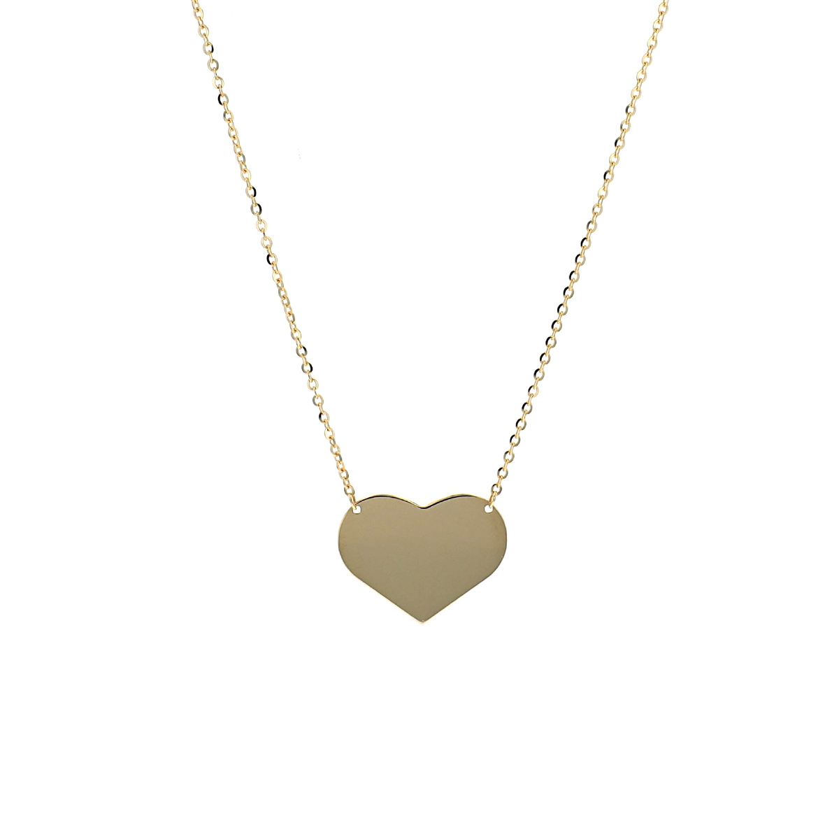 14K Yellow Gold Large Polish Heart Necklace