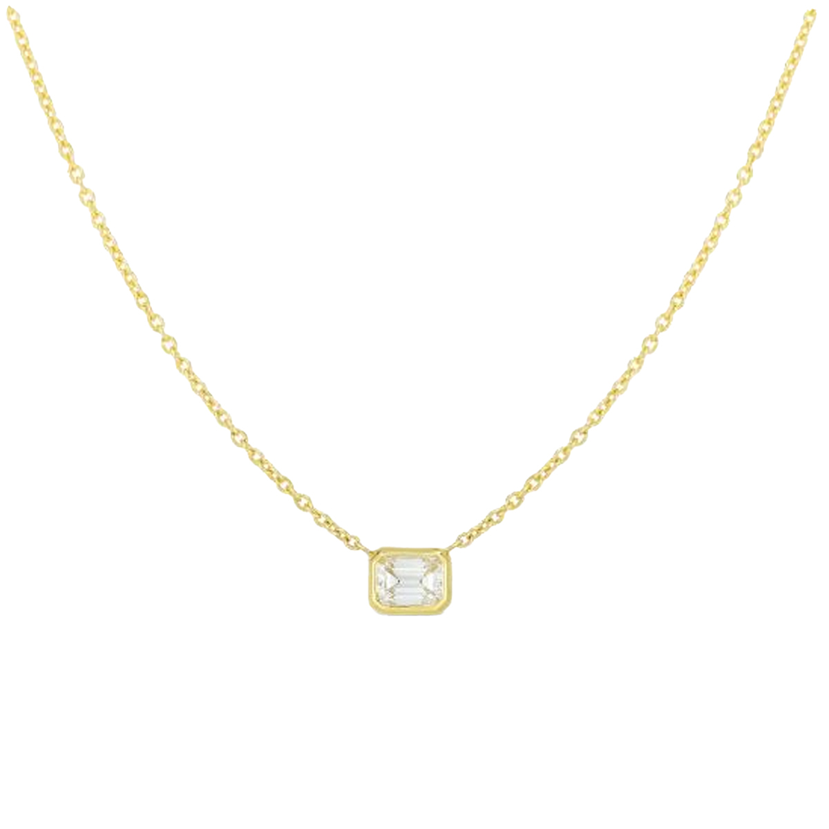 18K Yellow Gold Emerald-Cut Diamond Necklace