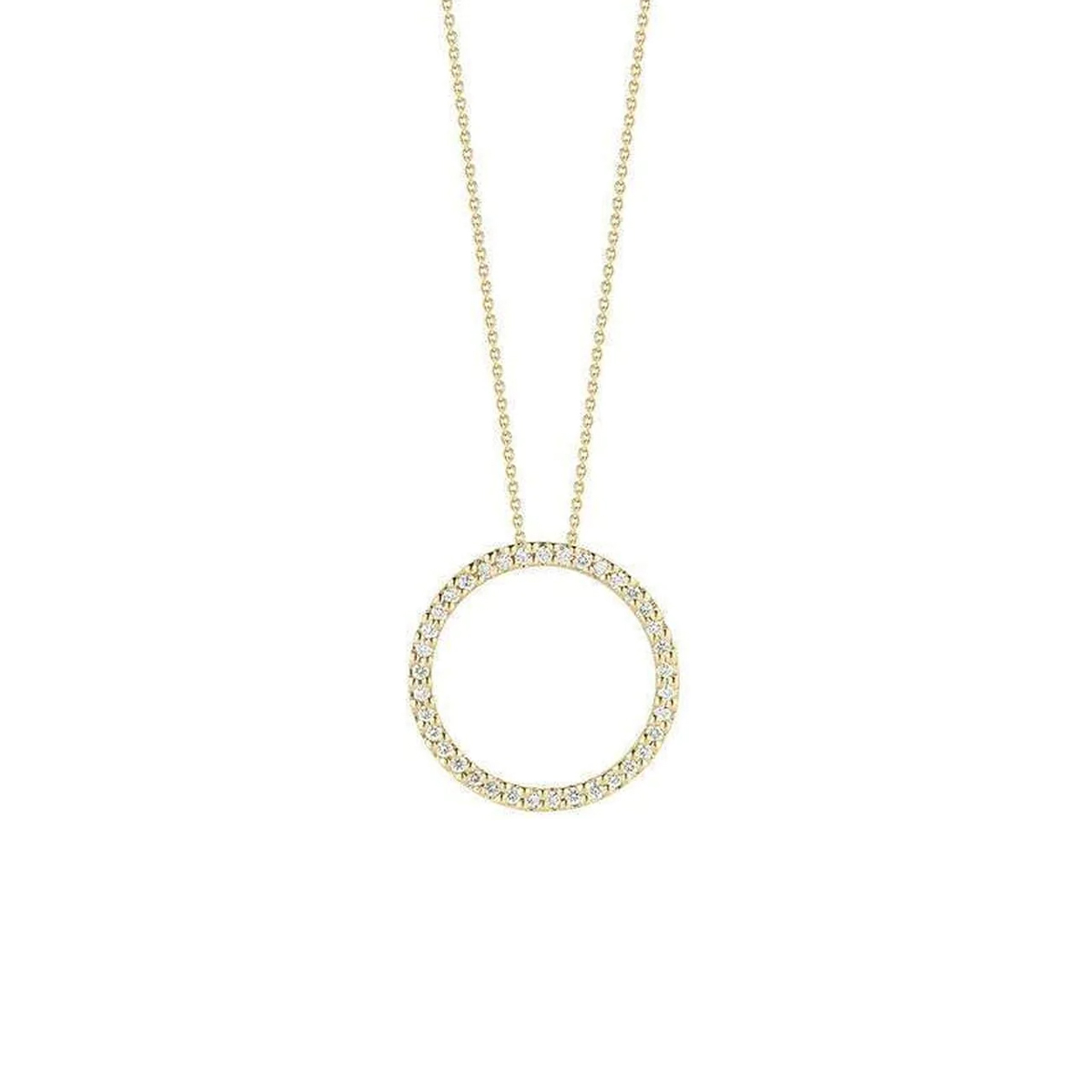 18K Yellow Gold Small Open Circle Pendant with Chain