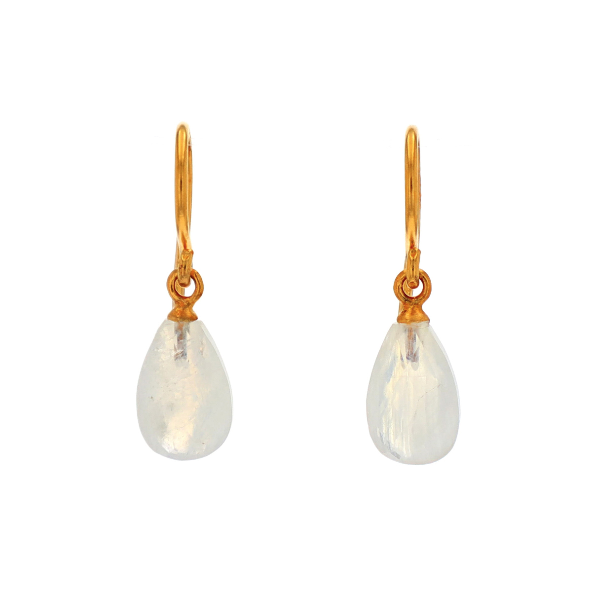 Gold Plated Sterling Silver Rainbow Moonstone Earrings