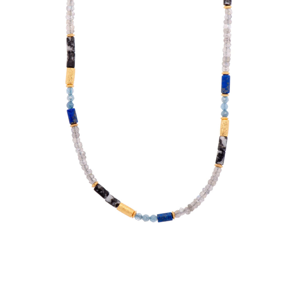 24K Gold Plated Sterling Silver Multi Gem Necklace