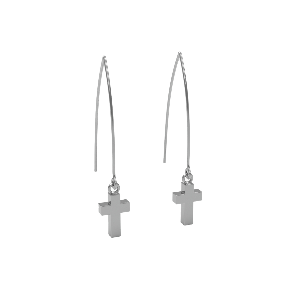 Sterling Silver Small Cross Dangle Earrings