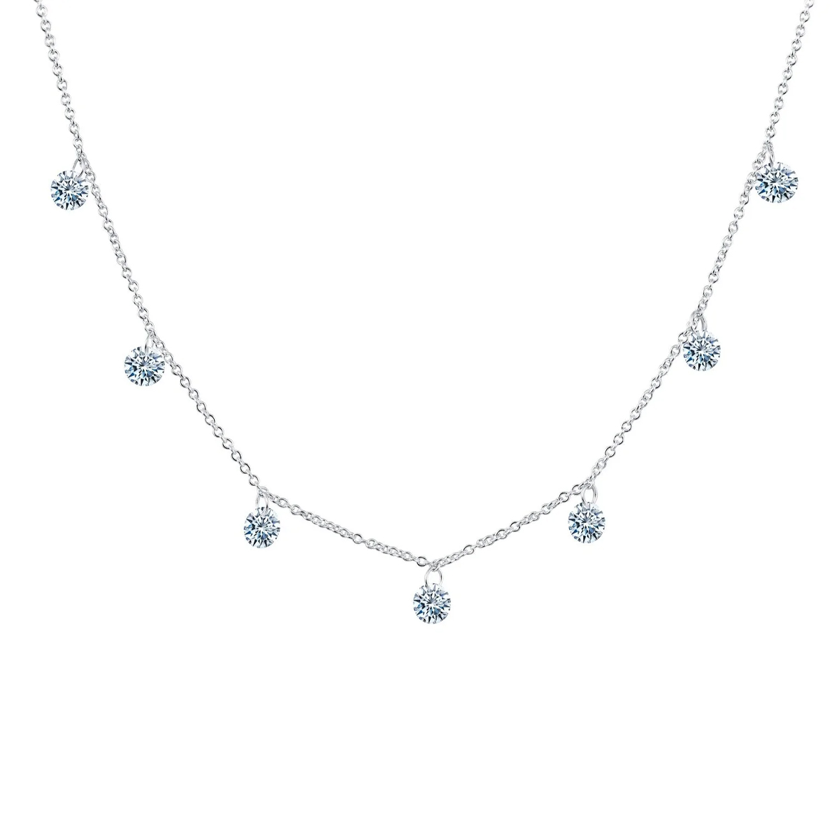 Sterling Silver Frameless Cubic Zirconia Necklace