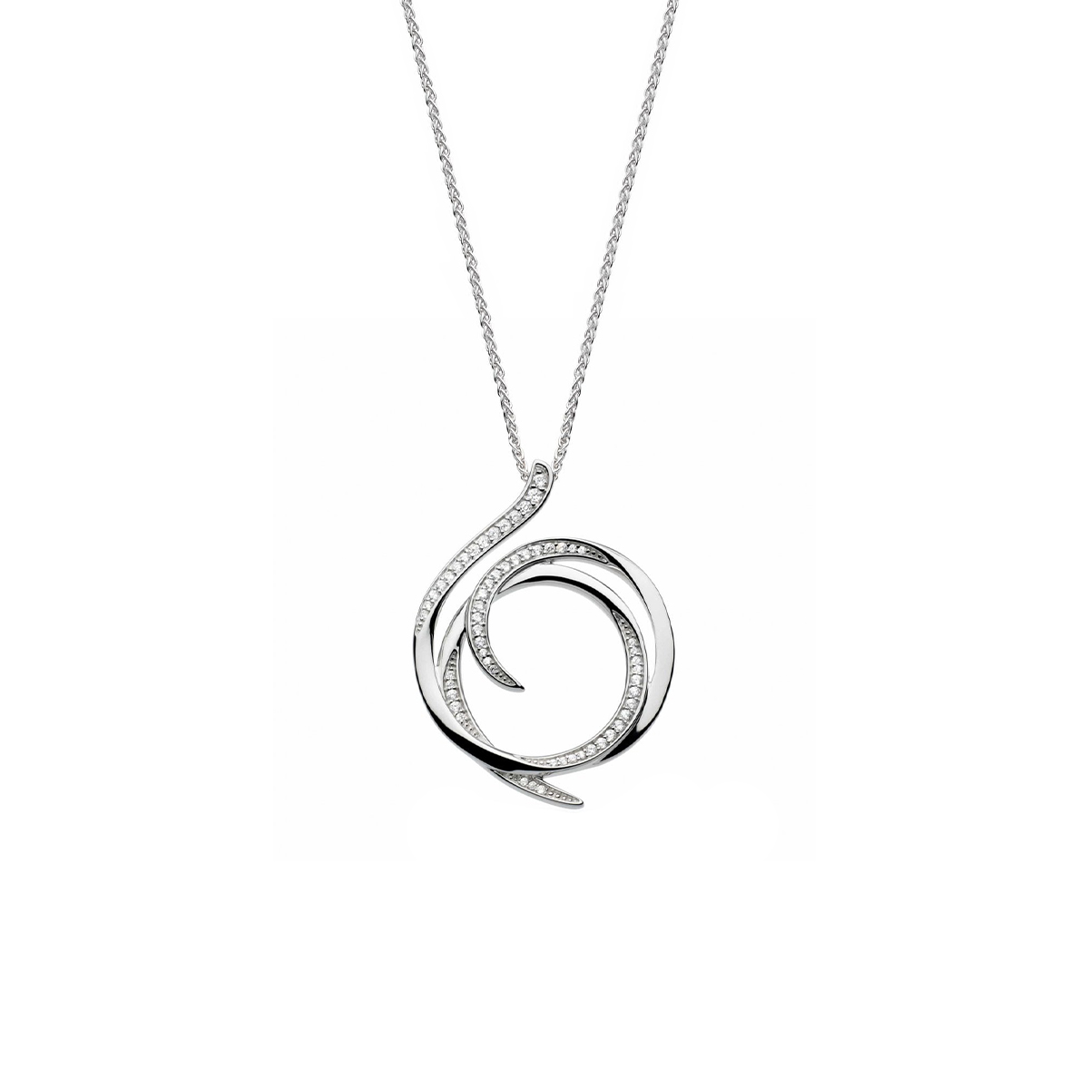 Sterling Silver Cubic Zirconia Helix Wrap Pendant with Chain