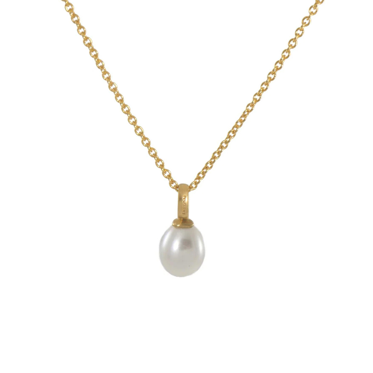 Gold Plated Sterling Silver Pearl Drop Pendant with Chain