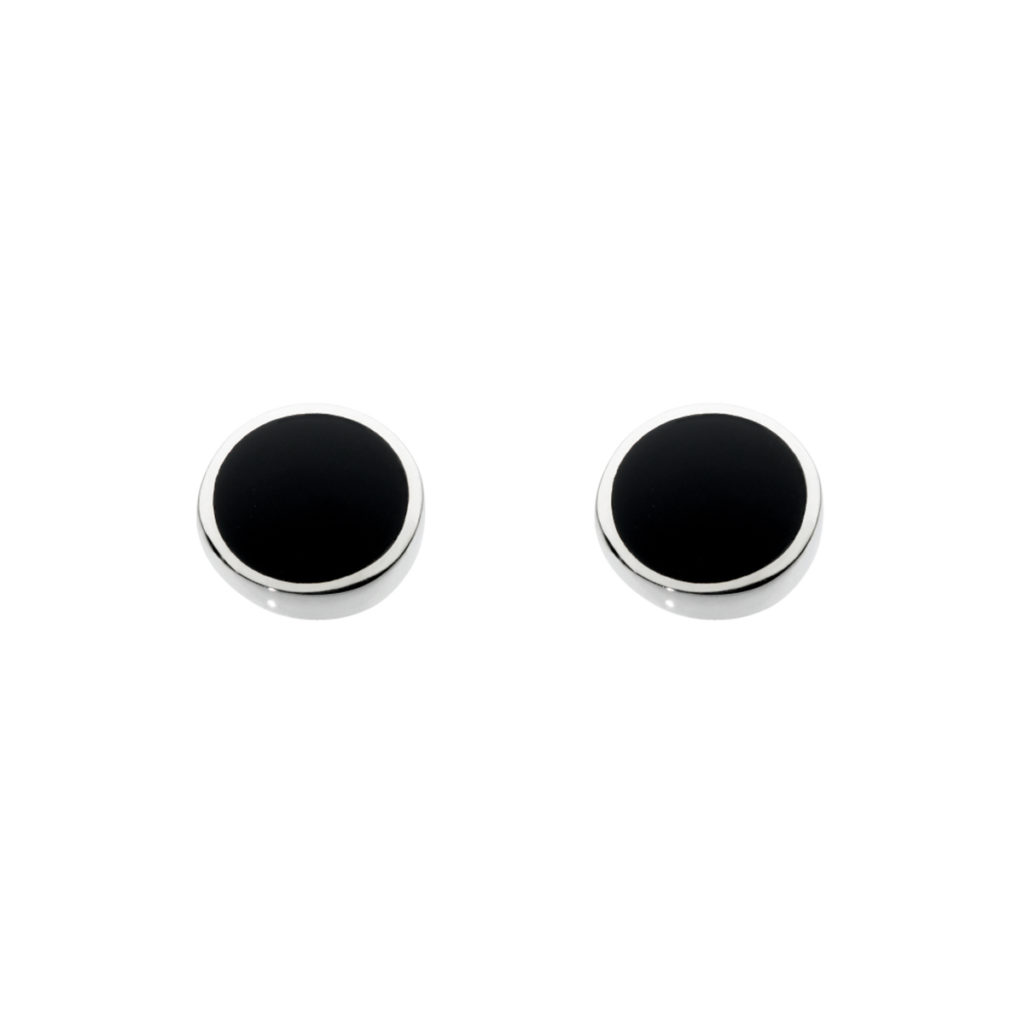 Silver and onyx stud earrings