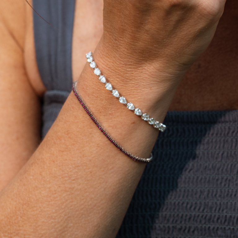 14K White Gold Ruby Bracelet