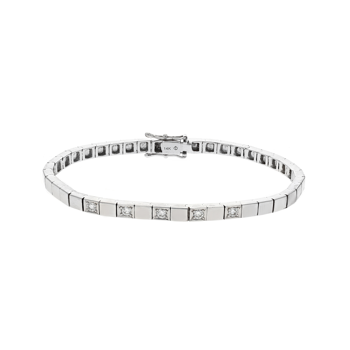 14K White Gold 5-Diamond Link Bracelet