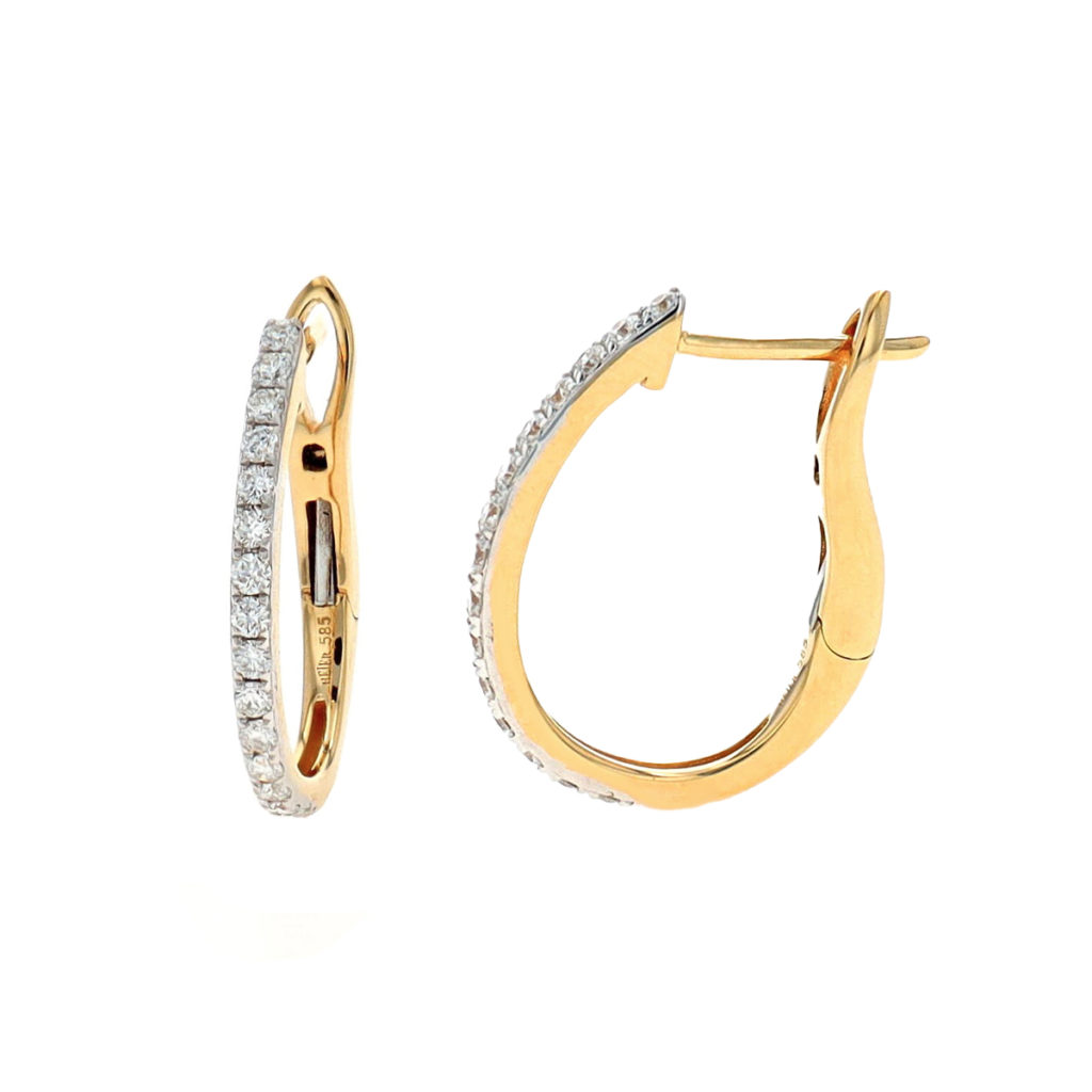 14K Yellow Gold Diamond UHoop Earrings Josephs Jewelers