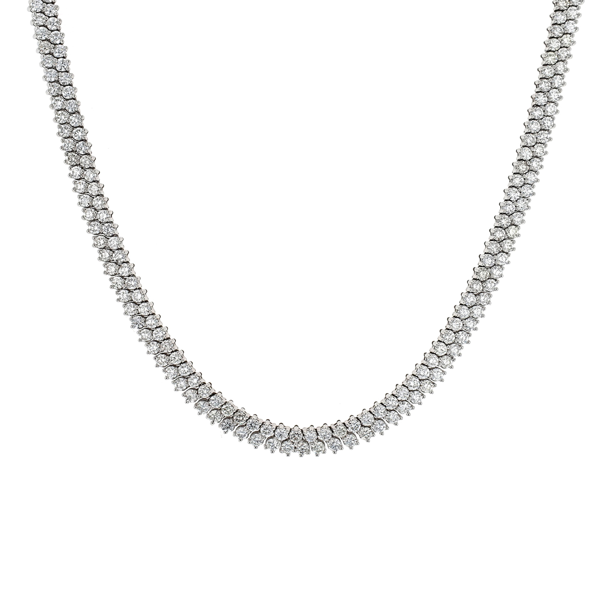 14K White Gold Diamond Choker Necklace