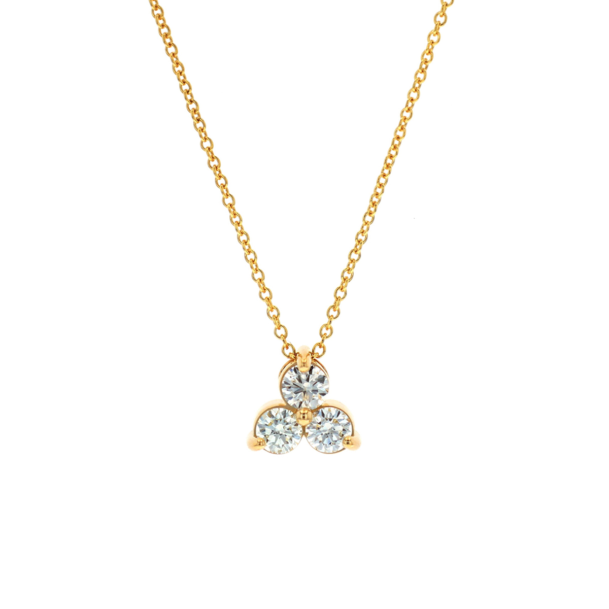 14K Yellow Gold Diamond Cluster Pendant with Chain