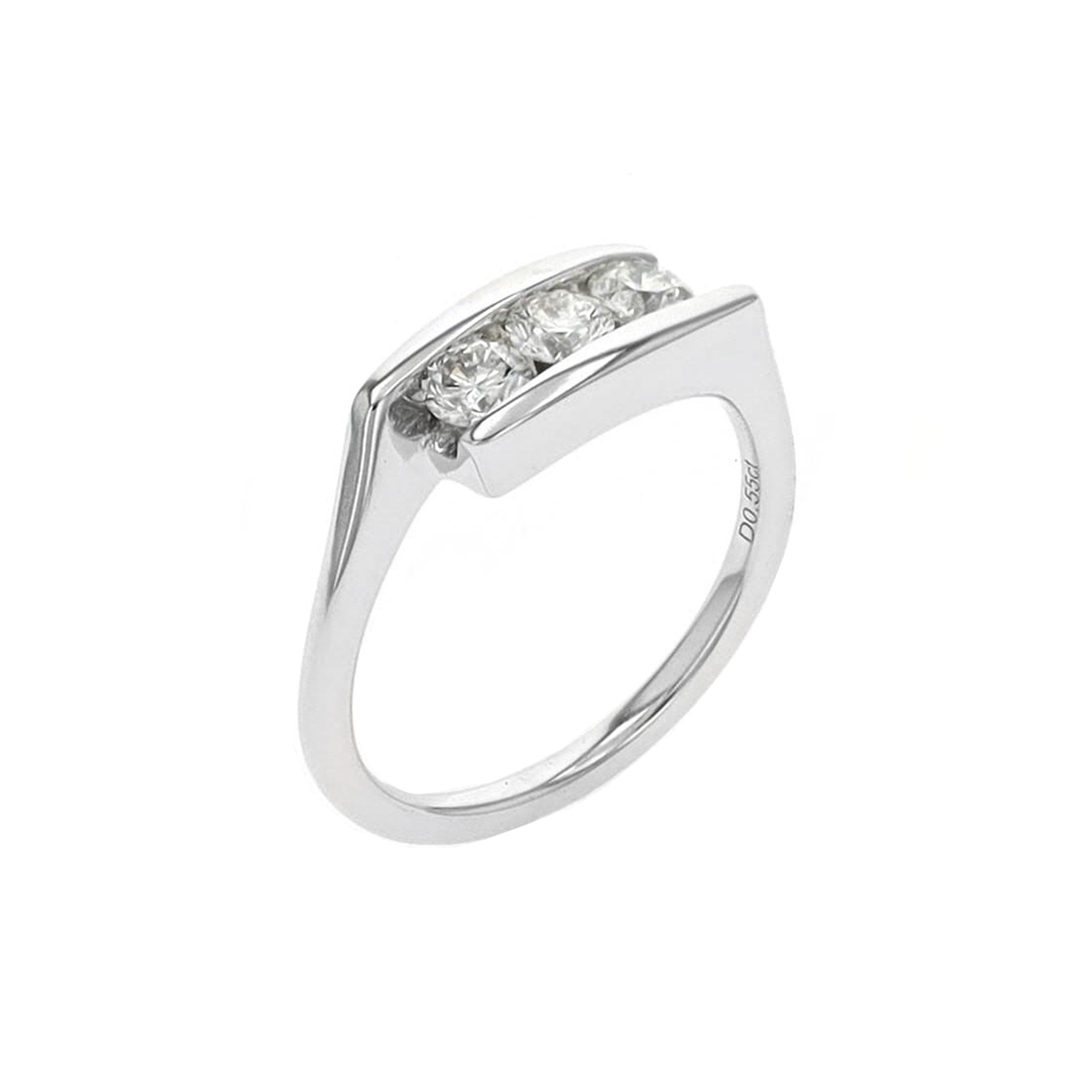 14K White Gold Three-Diamond Ring