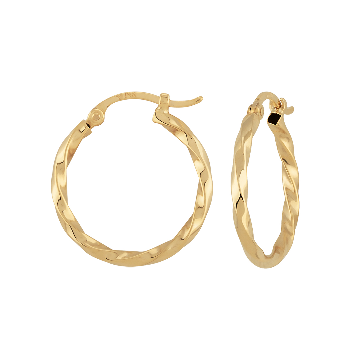 14K Yellow Gold Small Twisted Hoop Earrings
