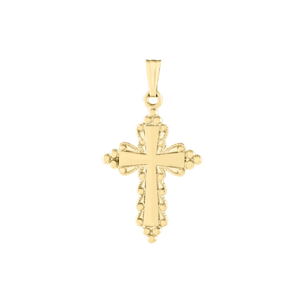 14K Yellow Gold Embossed Cross Pendant - Josephs Jewelers