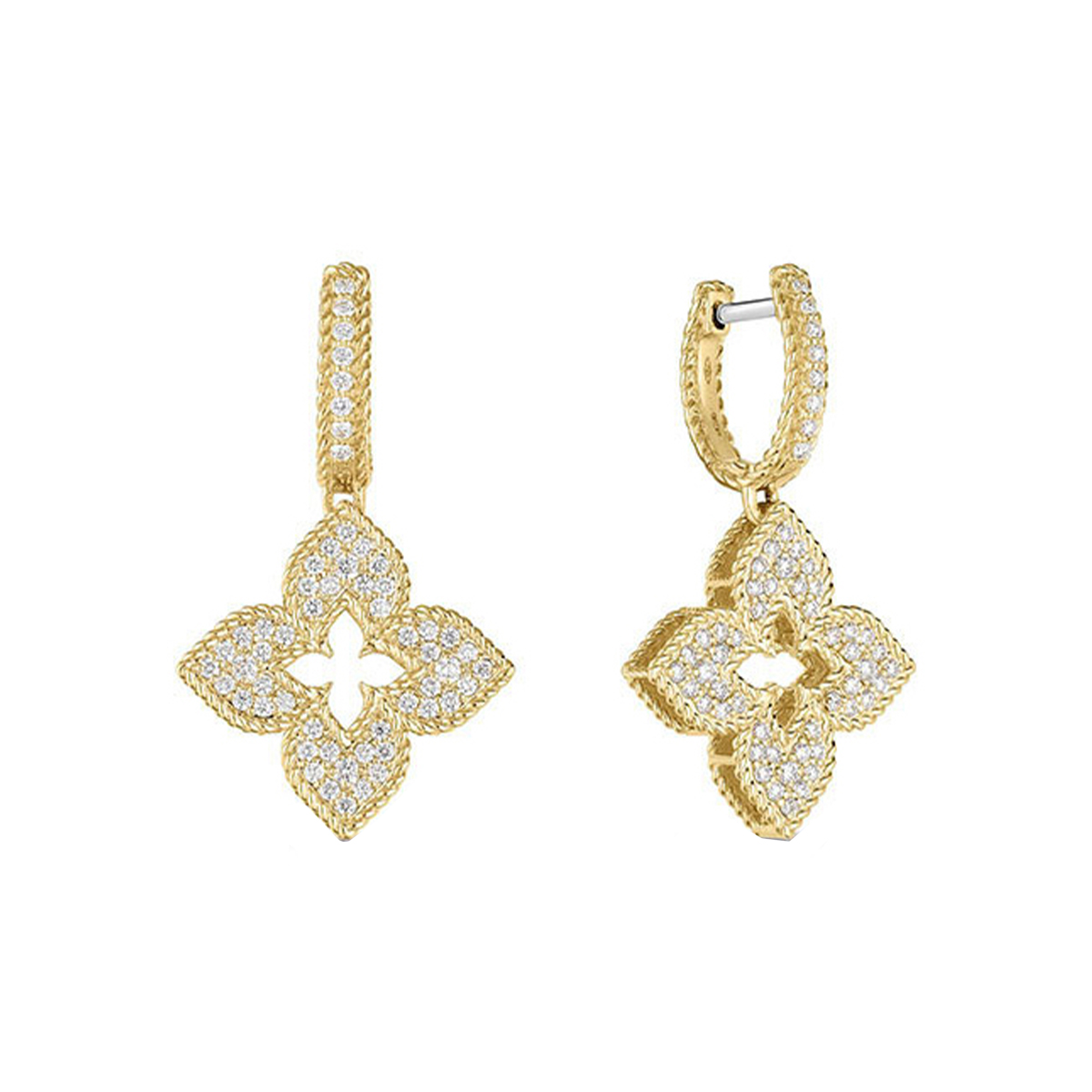 18K Yellow Gold Diamond Venetian Earrings