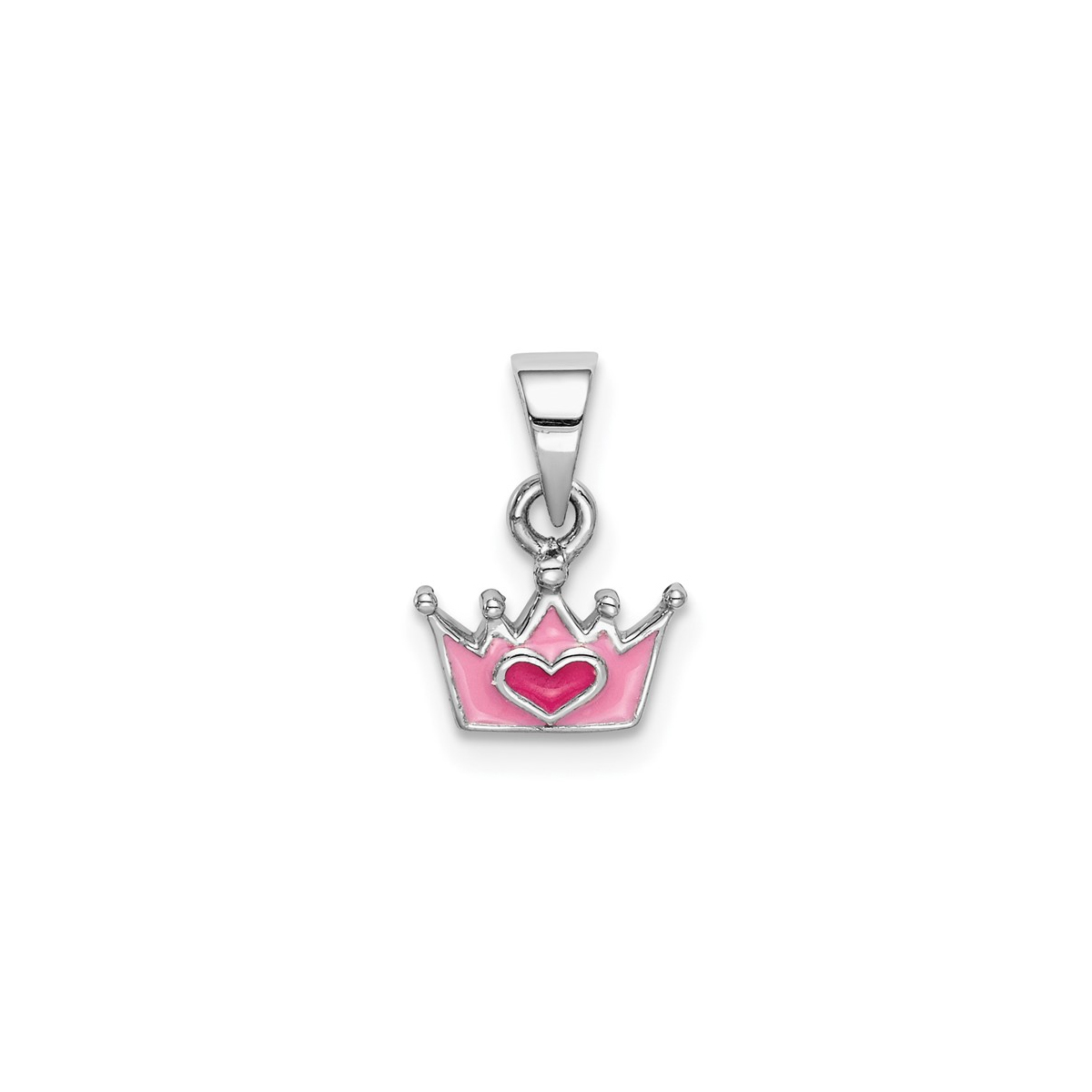 Children's Sterling Silver Enamel Pink Crown Pendant