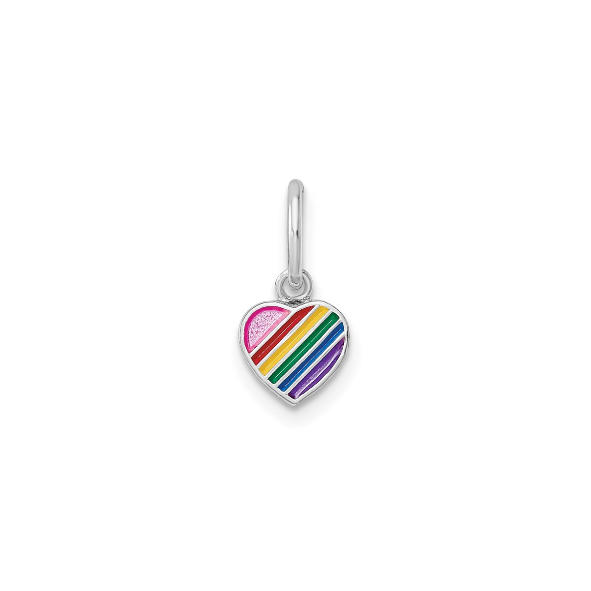 Children's Sterling Silver Enamel Rainbow Heart Pendant