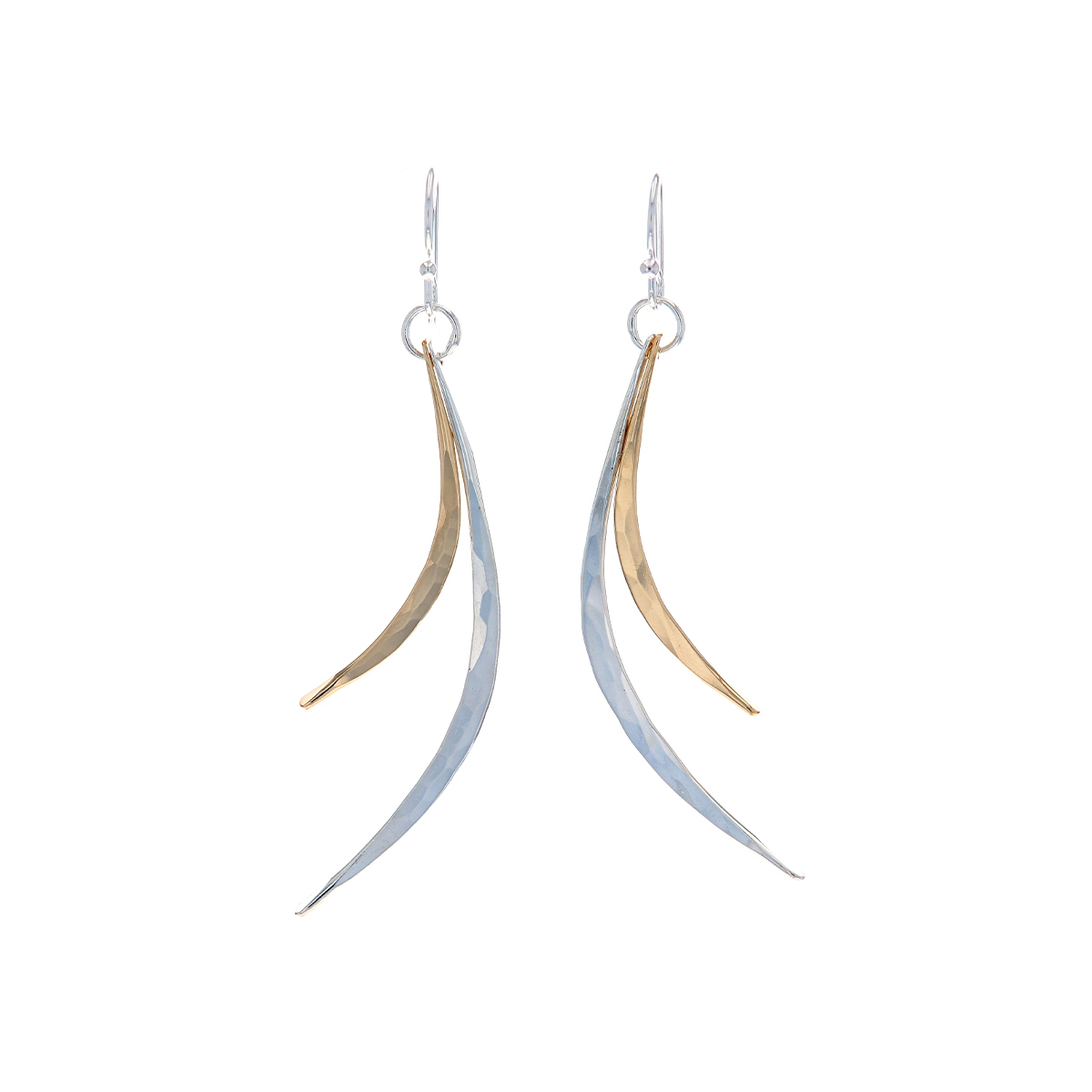 Two-Tone Double Curved Drop Earrings