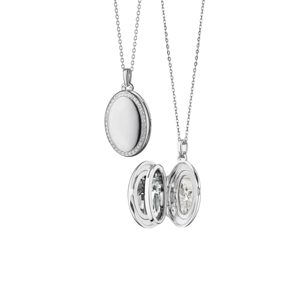 Sterling Silver Oval Midi Sapphire Locket with Chain