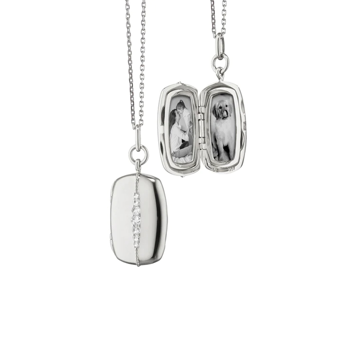 Sterling Silver Rectangle Kate Locket with Chain
